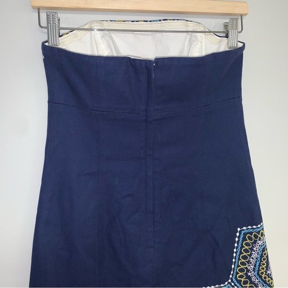 Lilly Pulitzer Dress Size 0 US Navy Blue “Honeycomb Bowen” Strapless Embroidered - Picture 8 of 15